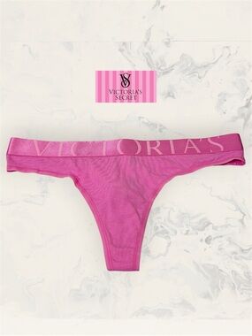 Victoria's Secret Size M Hot Pink Logo Thong Panty